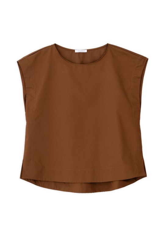 POPLIN LOOSE TOP BROWN