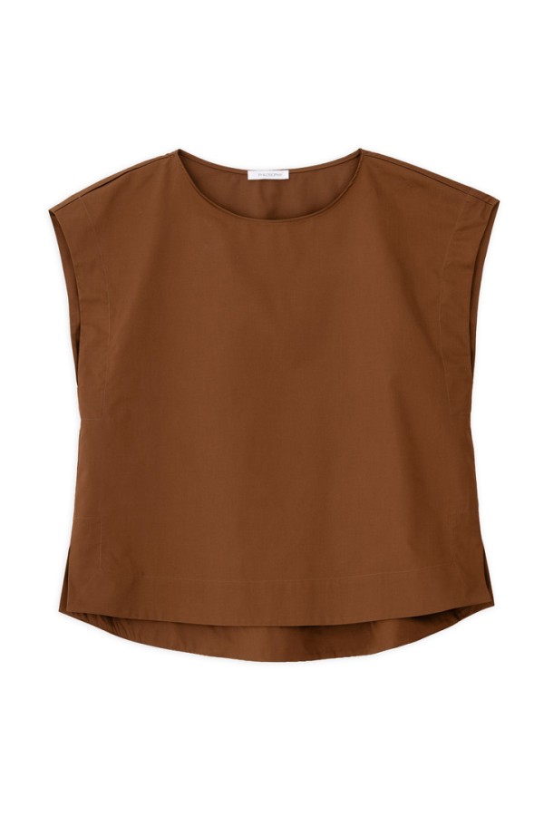 POPLIN LOOSE TOP BROWN