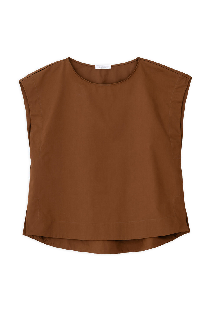 POPLIN LOOSE TOP BROWN