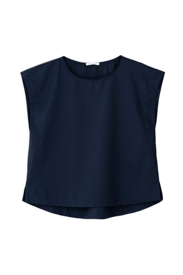 POPLIN LOOSE TOP DARK BLUE