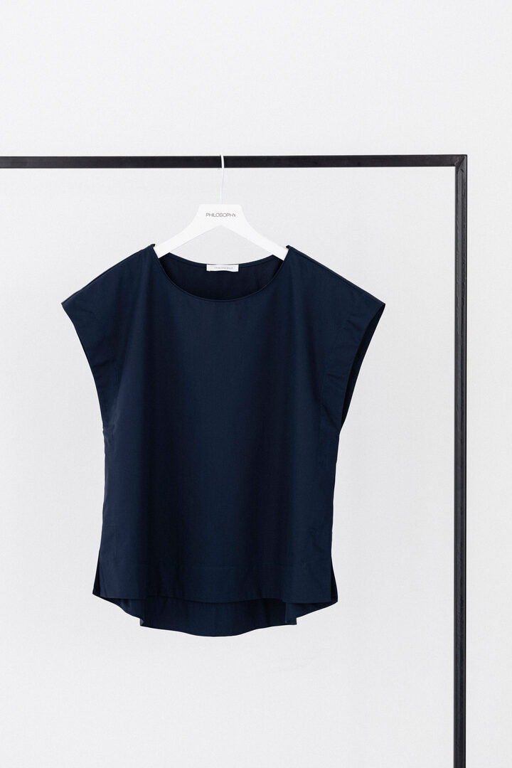POPLIN LOOSE TOP DARK BLUE