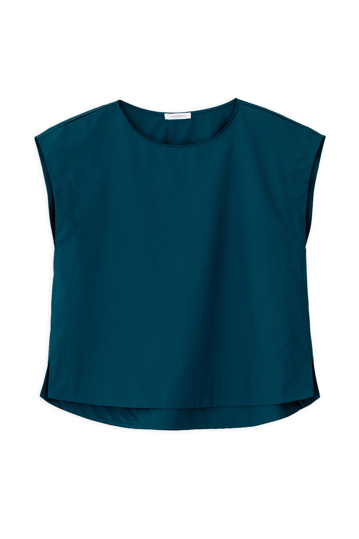 POPLIN LOOSE TOP DARK EMERALD