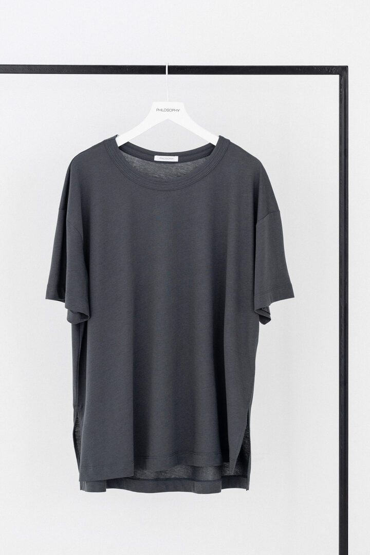 ORGANIC JERSEY OVERSIZED LONG T-SHIRT GRAPHITE