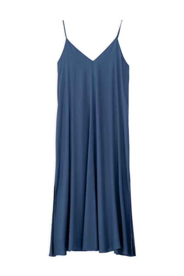 SATIN FINE ECOVERO SLIP DRESS  BLUE