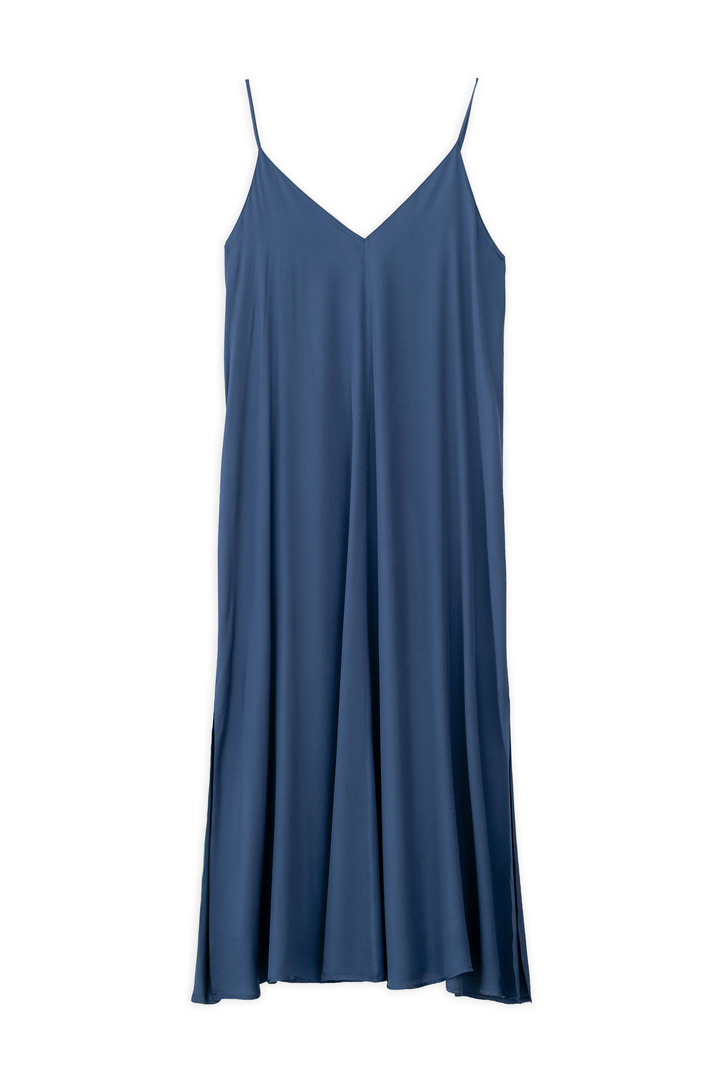 SATIN FINE ECOVERO SLIP DRESS  BLUE