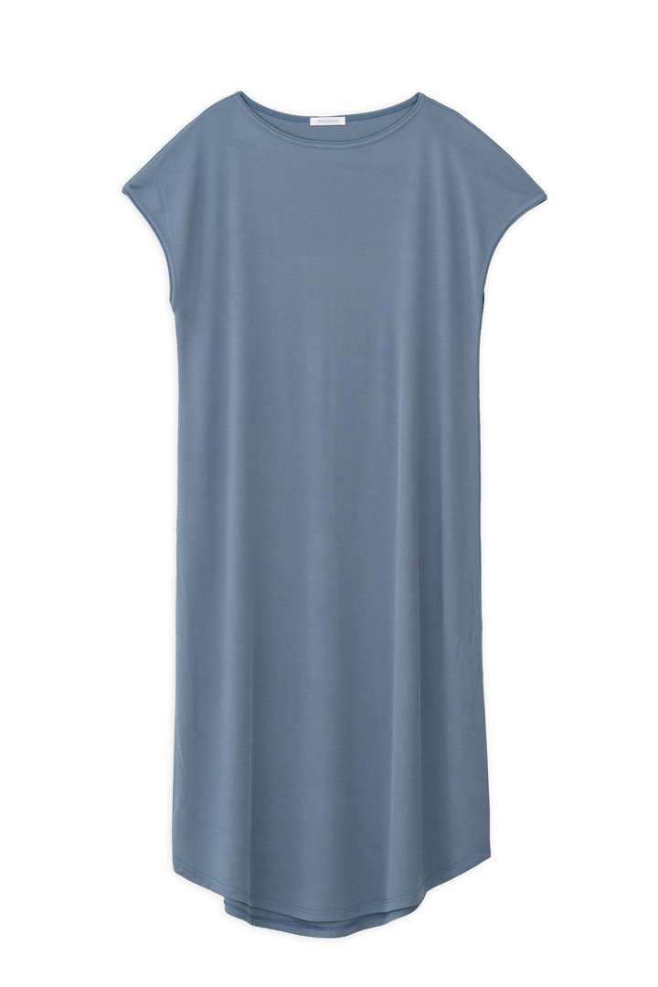 RIB LOOSE DRESS DUSTY BLUE