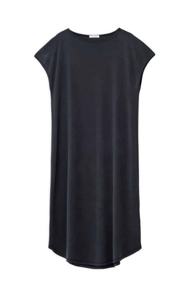 RIB LOOSE DRESS OFF BLACK