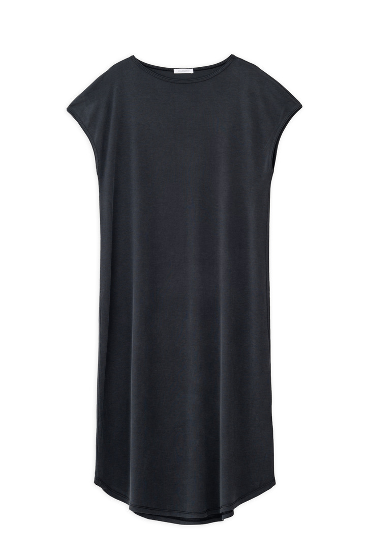 RIB LOOSE DRESS OFF BLACK