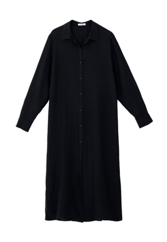 GAUZE SHIRTDRESS BLACK
