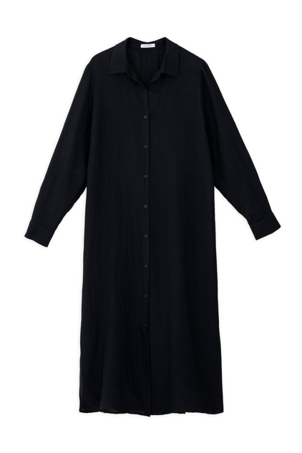 GAUZE SHIRTDRESS BLACK