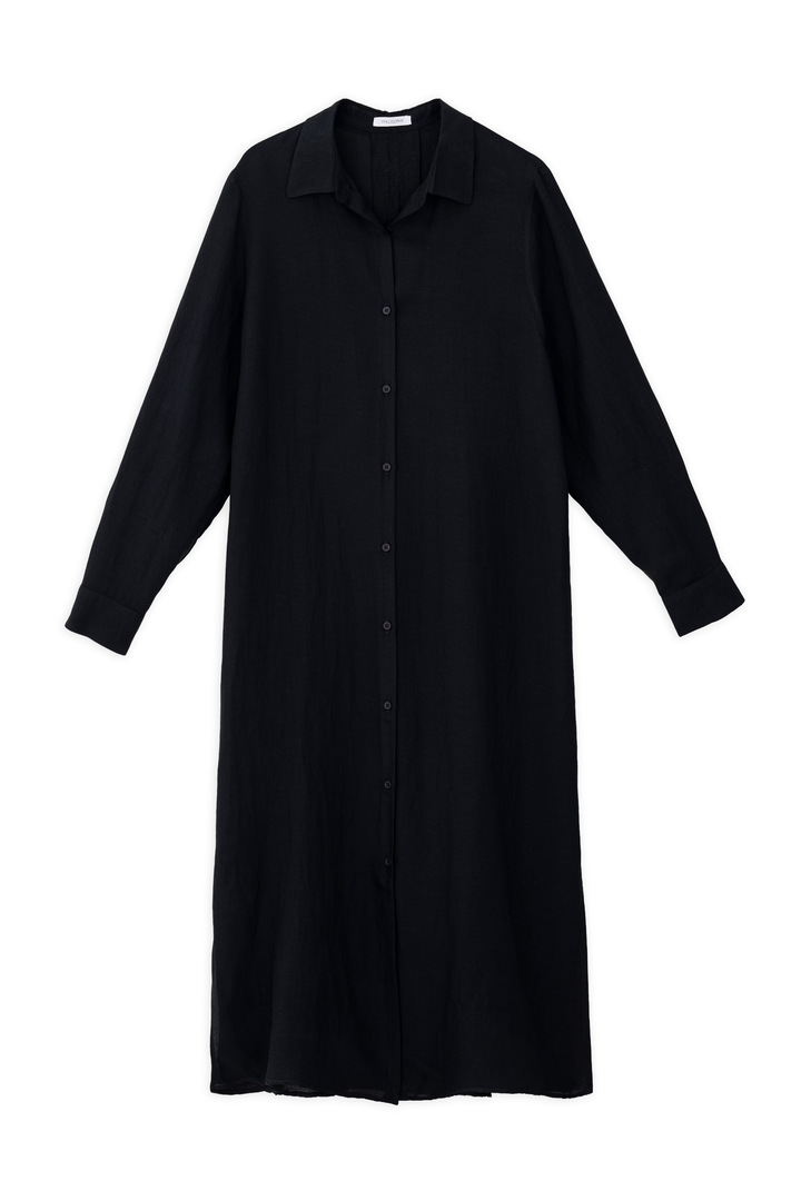 GAUZE SHIRTDRESS BLACK