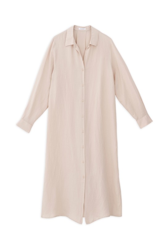GAUZE SHIRTDRESS LIGHT BEIGE