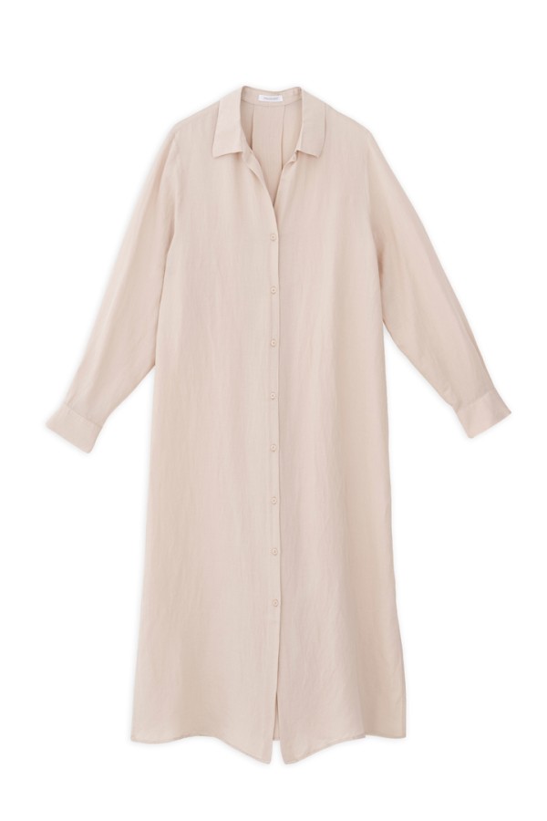 GAUZE SHIRTDRESS LIGHT BEIGE