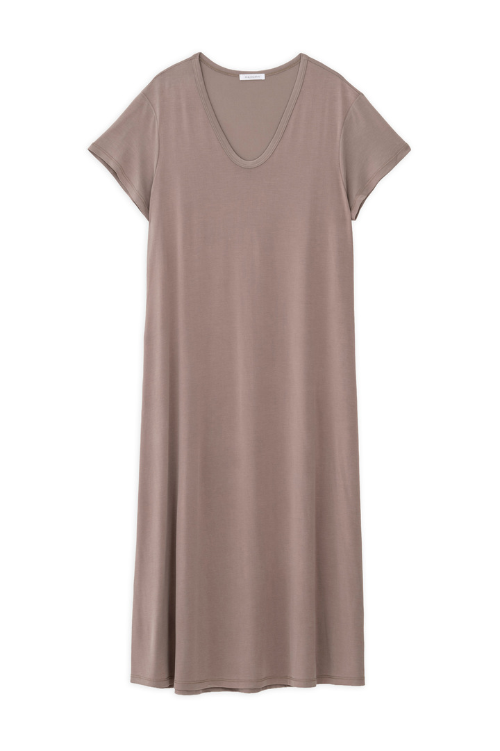 BASIC CUPRO SHORT SLEEVE DRESS TAUPE