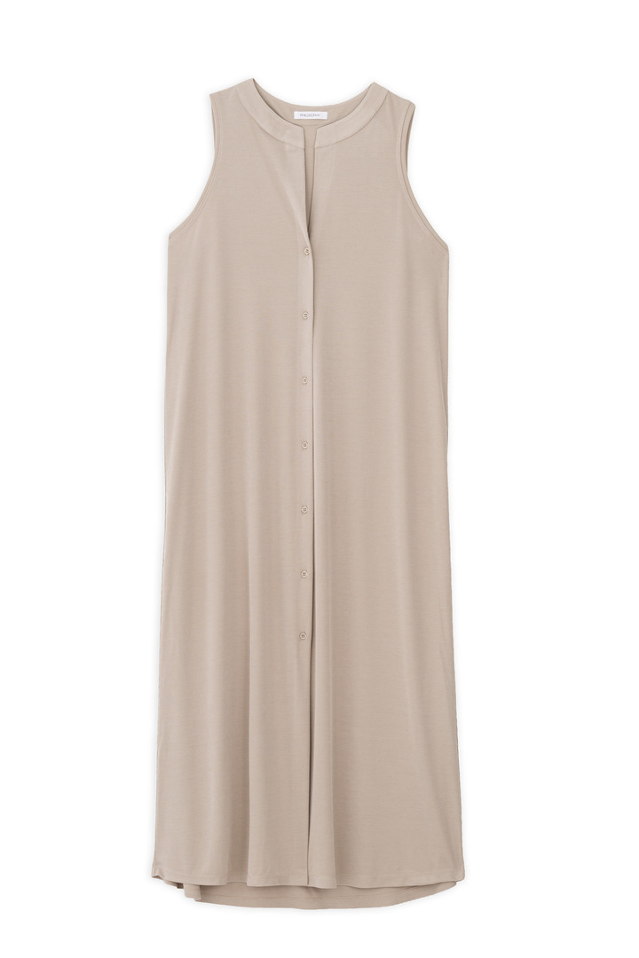 RIB HALTER NECK DRESS LIGHT BEIGE