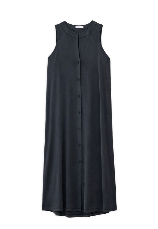 RIB HALTER NECK DRESS OFF BLACK