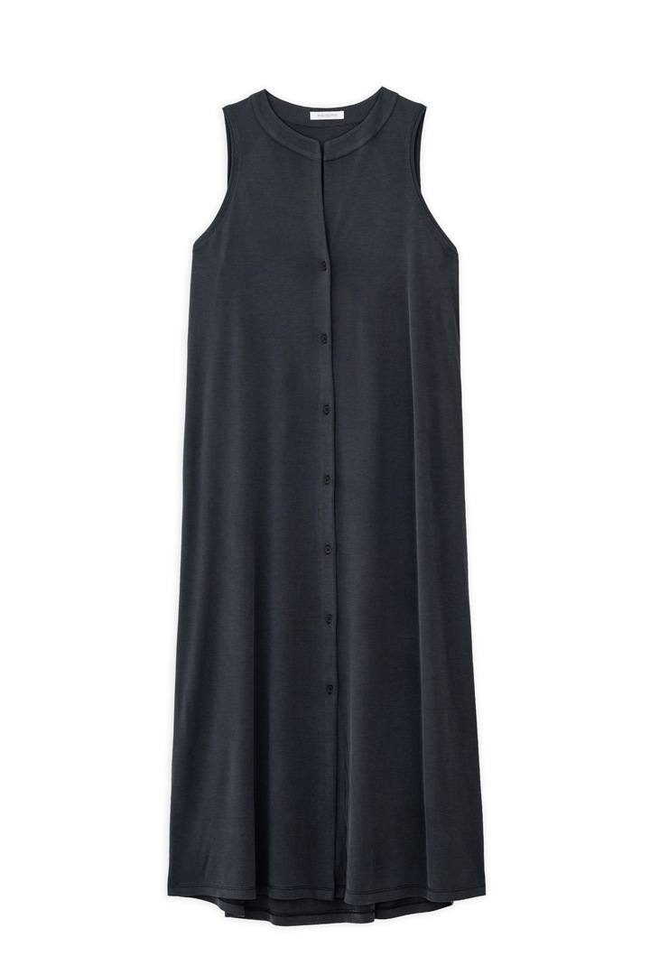 RIB HALTER NECK DRESS OFF BLACK