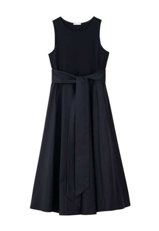 POPLIN SLEEVELESS DRESS BLACK