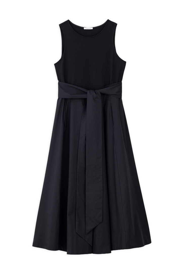POPLIN SLEEVELESS DRESS BLACK