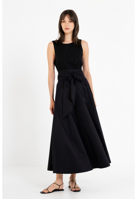 POPLIN SLEEVELESS DRESS BLACK