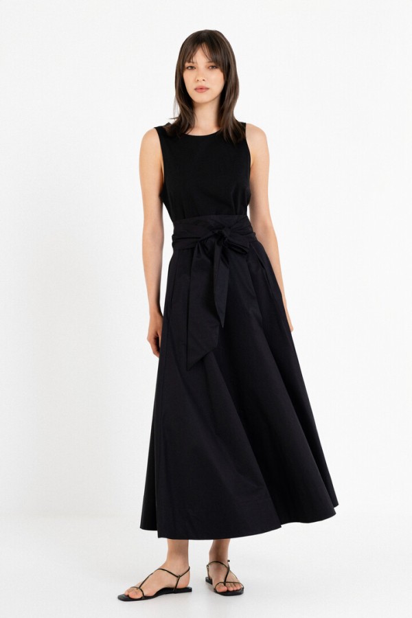 POPLIN SLEEVELESS DRESS BLACK