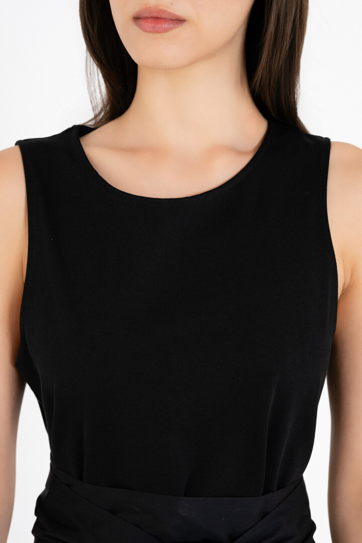 POPLIN SLEEVELESS DRESS BLACK