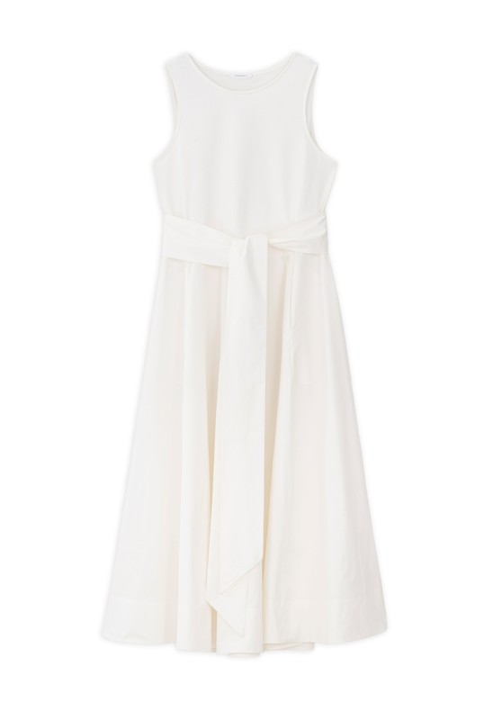 POPLIN SLEEVELESS DRESS OFF WHITE