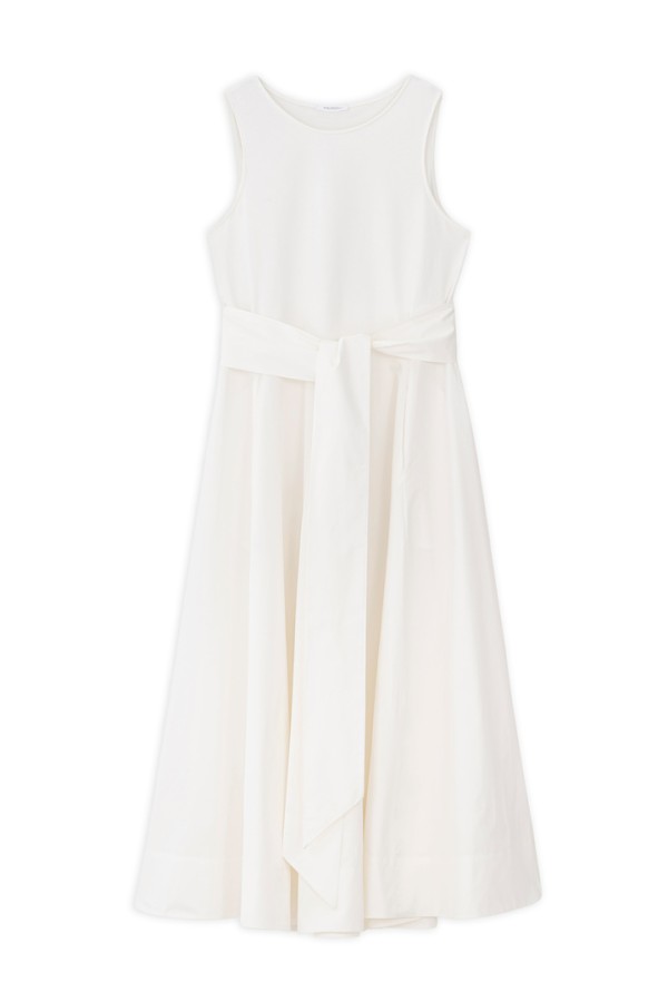 POPLIN SLEEVELESS DRESS OFF WHITE