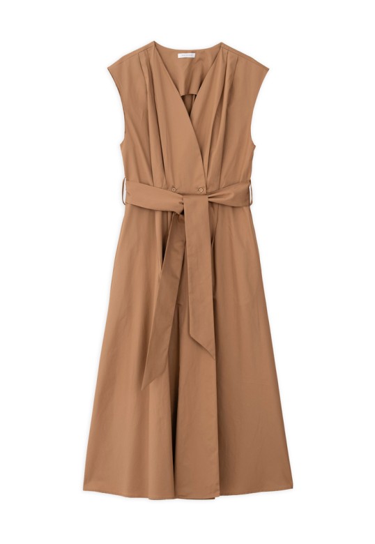 POPLIN WRAP DRESS CAMEL