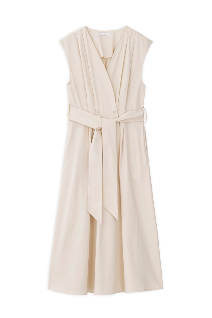 POPLIN WRAP DRESS CREAM