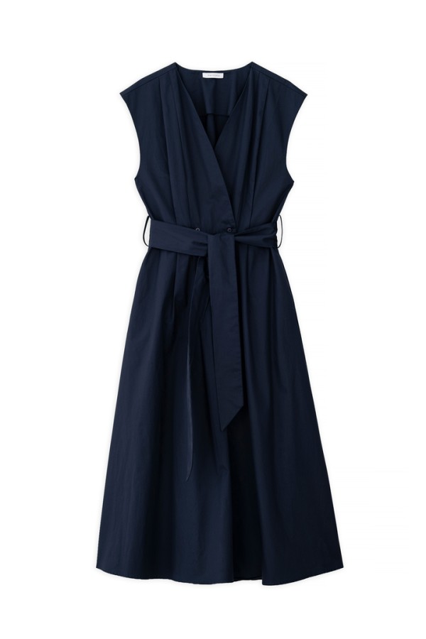 POPLIN WRAP DRESS DARK BLUE