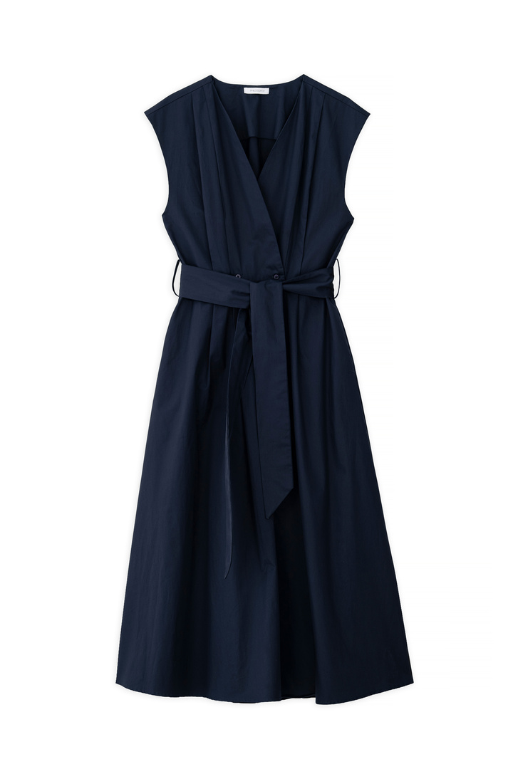 POPLIN WRAP DRESS DARK BLUE