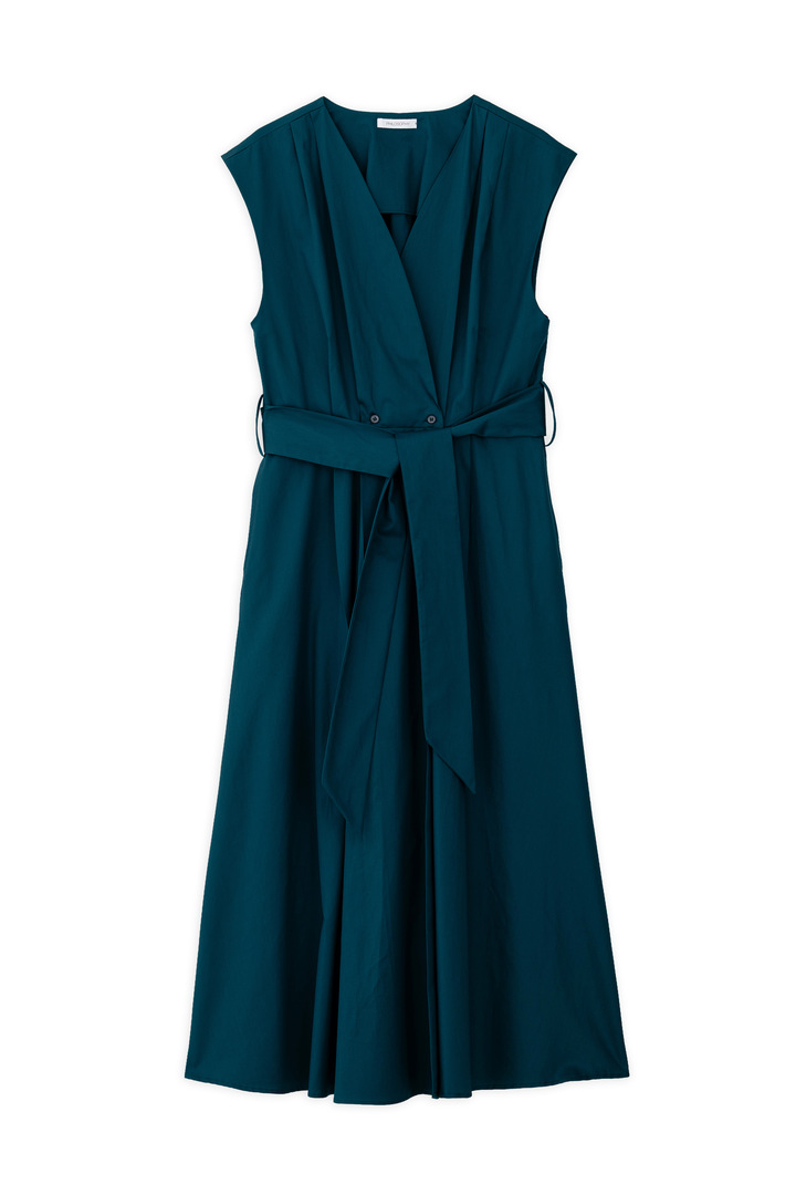 POPLIN WRAP DRESS DARK EMERALD