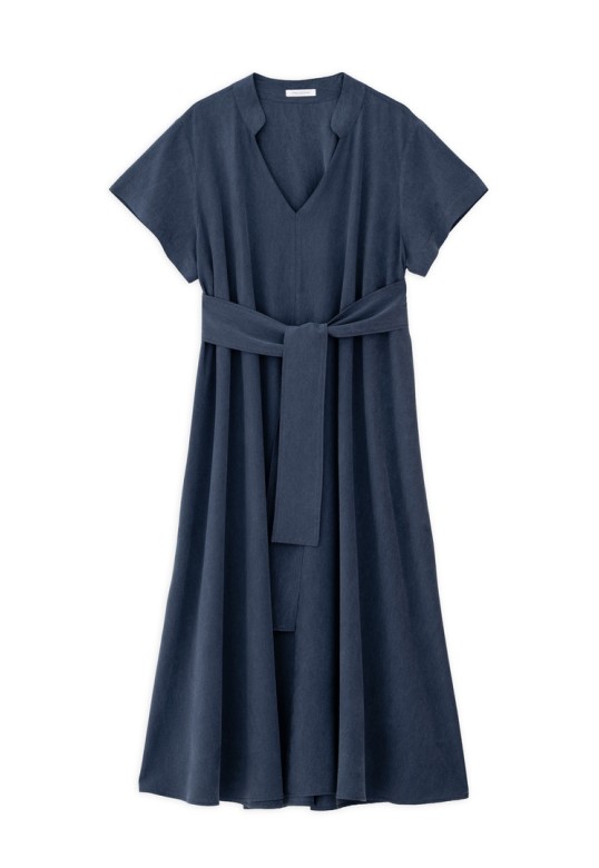 WASHED TENCEL DRESS DARK BLUE