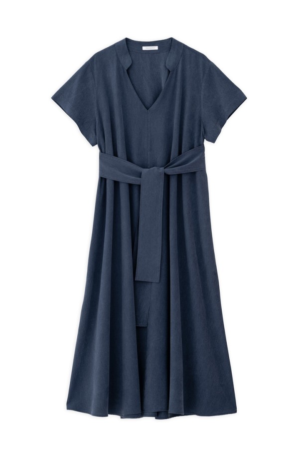 WASHED TENCEL DRESS DARK BLUE