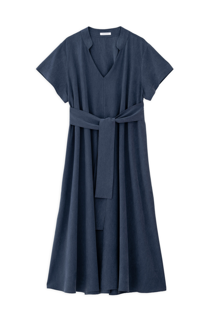 WASHED TENCEL DRESS DARK BLUE