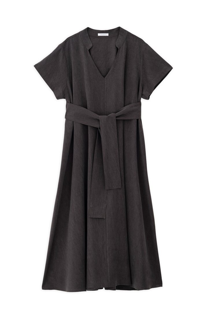 WASHED TENCEL DRESS DARK BROWN