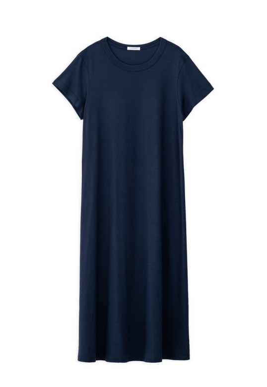 ORGANIC JERSEY SHORT SLEEVE DRESS DARK BLUE