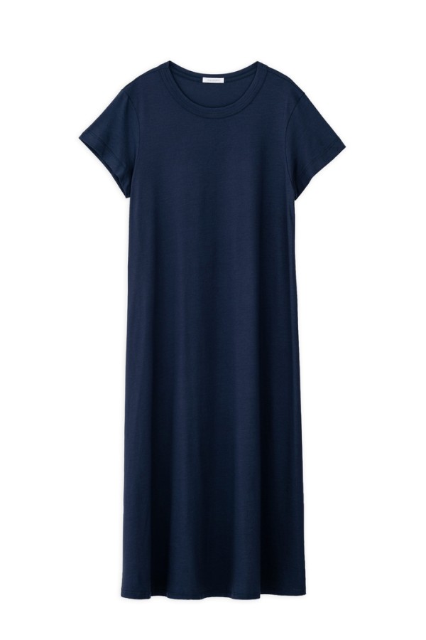 ORGANIC JERSEY SHORT SLEEVE DRESS DARK BLUE