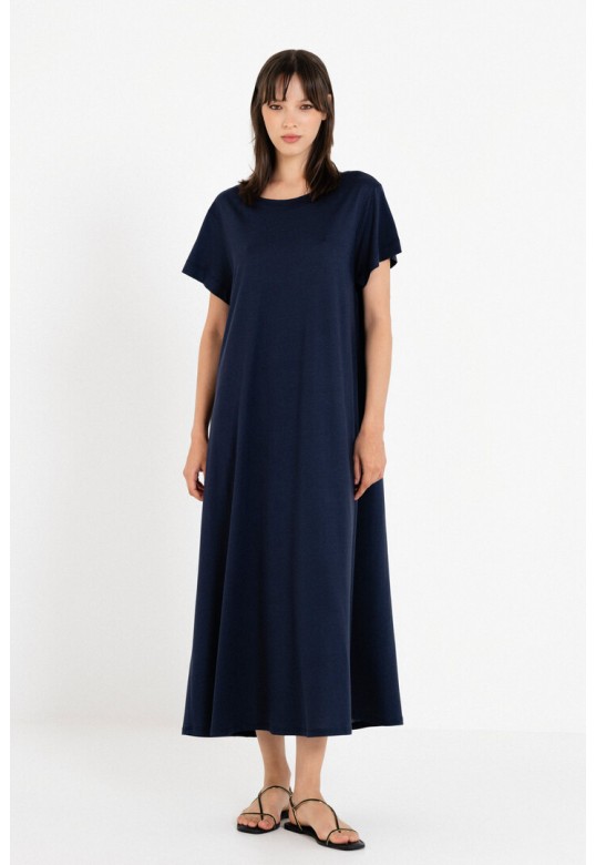 ORGANIC JERSEY SHORT SLEEVE DRESS DARK BLUE