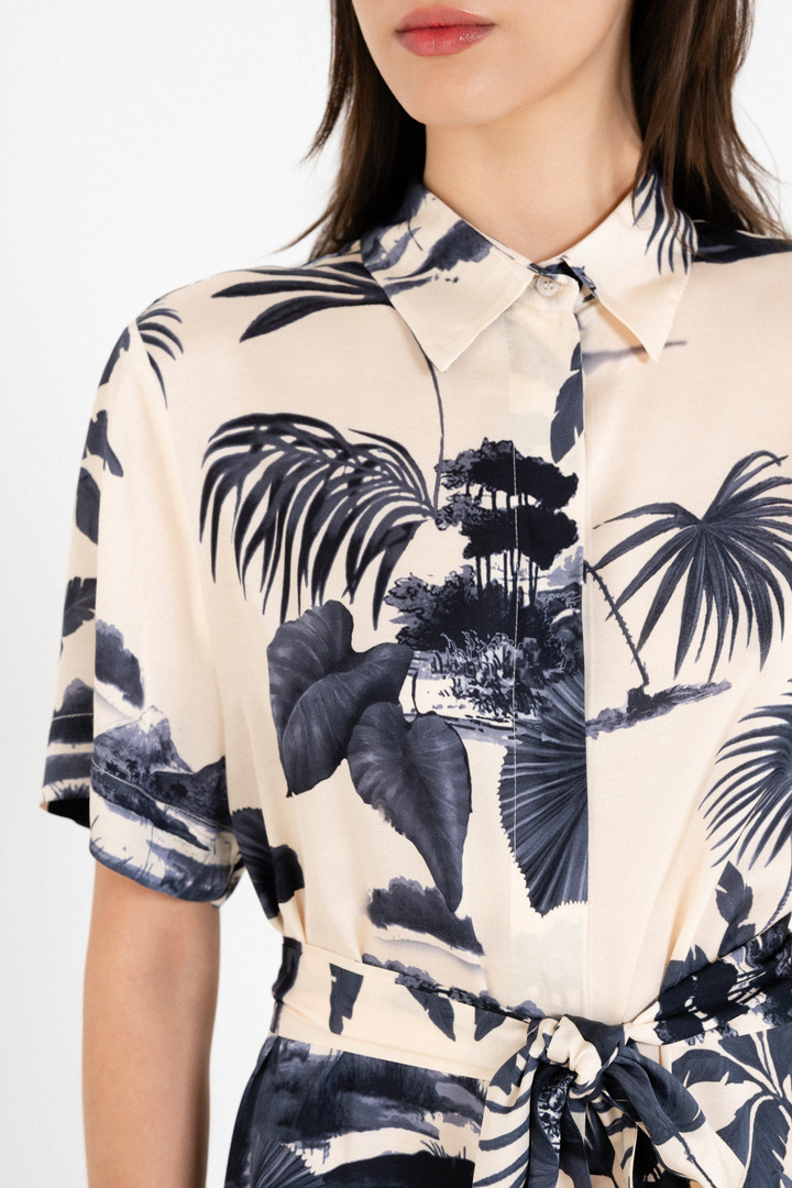 SATIN PRINT SHIRTDRESS DARK BLUE