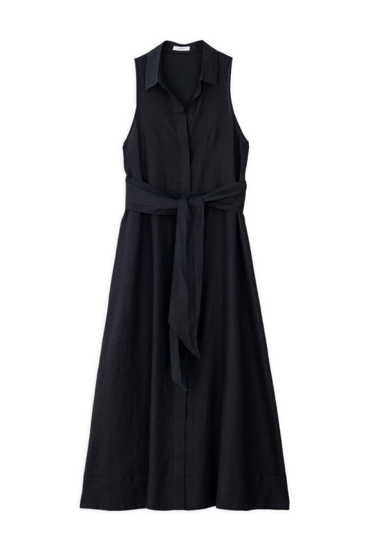LINEN SHIRTDRESS BLACK