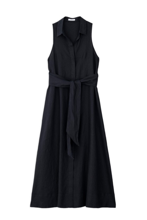 LINEN SHIRTDRESS BLACK