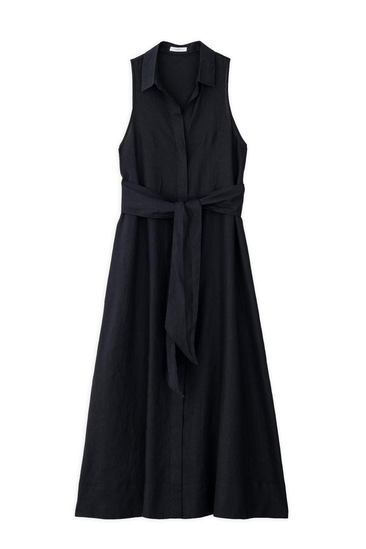 LINEN SHIRTDRESS BLACK