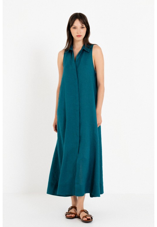 LINEN SHIRTDRESS EMERALD