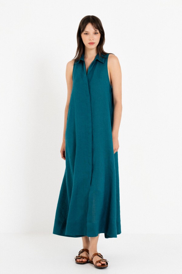 LINEN SHIRTDRESS EMERALD