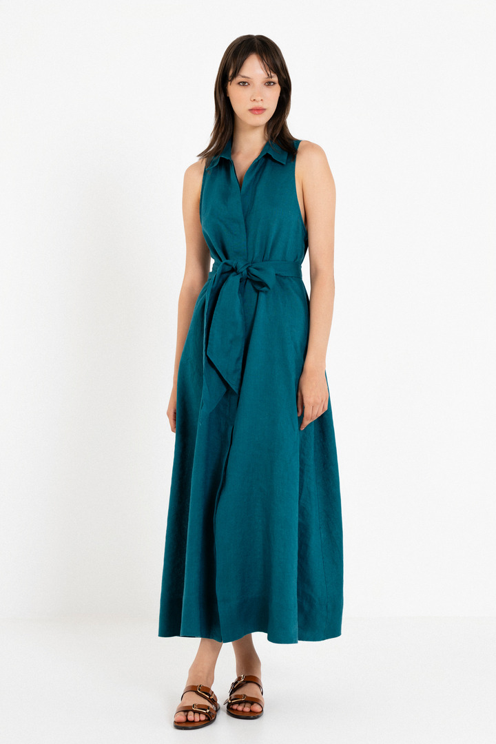 LINEN SHIRTDRESS EMERALD