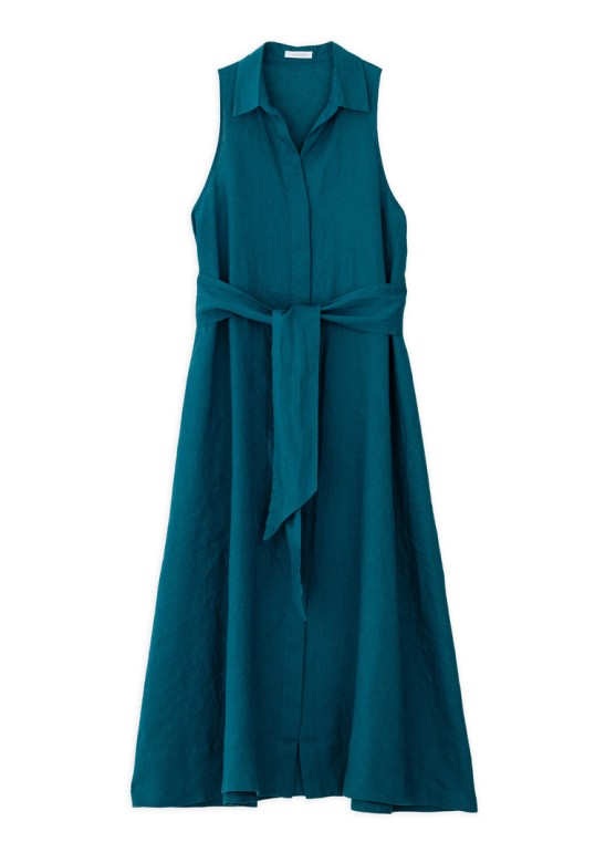 LINEN SHIRTDRESS EMERALD
