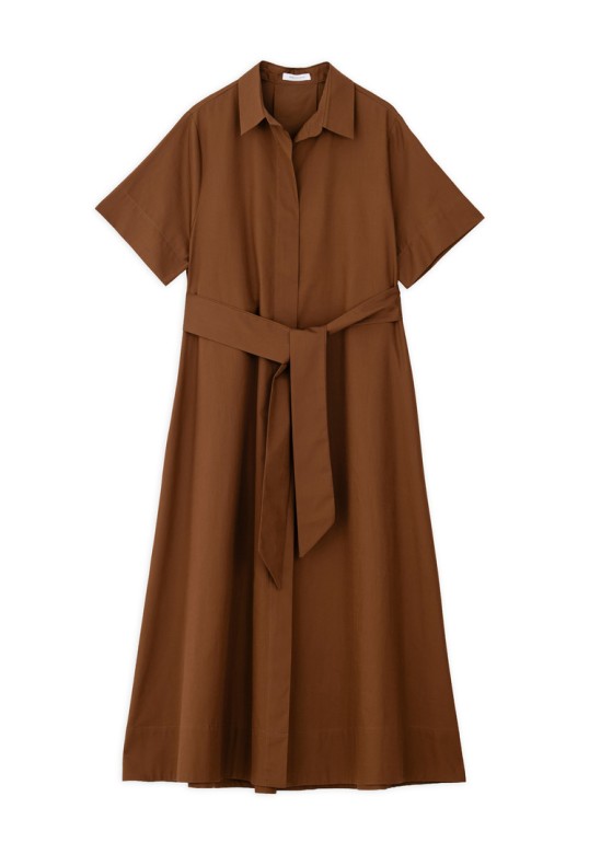 POPLIN SHIRTDRESS BROWN