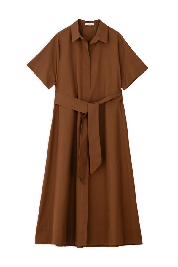 POPLIN SHIRTDRESS BROWN